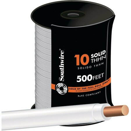 SOUTHWIRE 500 Ft. 10 AWG Solid White THHN Electrical Wire 11596457
